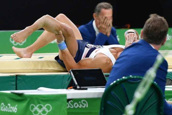 Blessure du gymnaste français Samir Aït-Saïd lors des JO de Rio en 2016. Photo : DR.